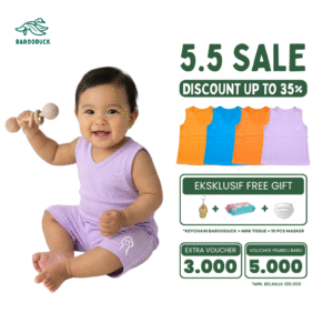 barooduck – setelan baju kutung cotton combed 30s anak laki laki/perempuan usia 0 5 thn – warna terang