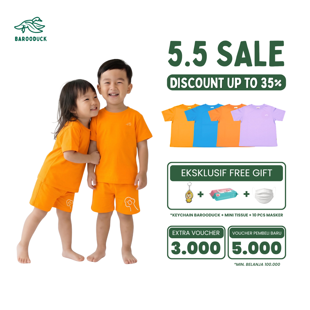 barooduck setelan baju anak lengan pendek cotton combed 30s anak laki laki/perempuan usia 0 5 thn warna terang barooduck setelan baju anak lengan pendek cotton combed 30s anak laki laki/perempuan usia 0 5 thn warna terang