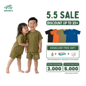 barooduck setelan baju lengan pendek cotton combed 30s anak laki laki/perempuan usia 0 5 thn – warna gelap