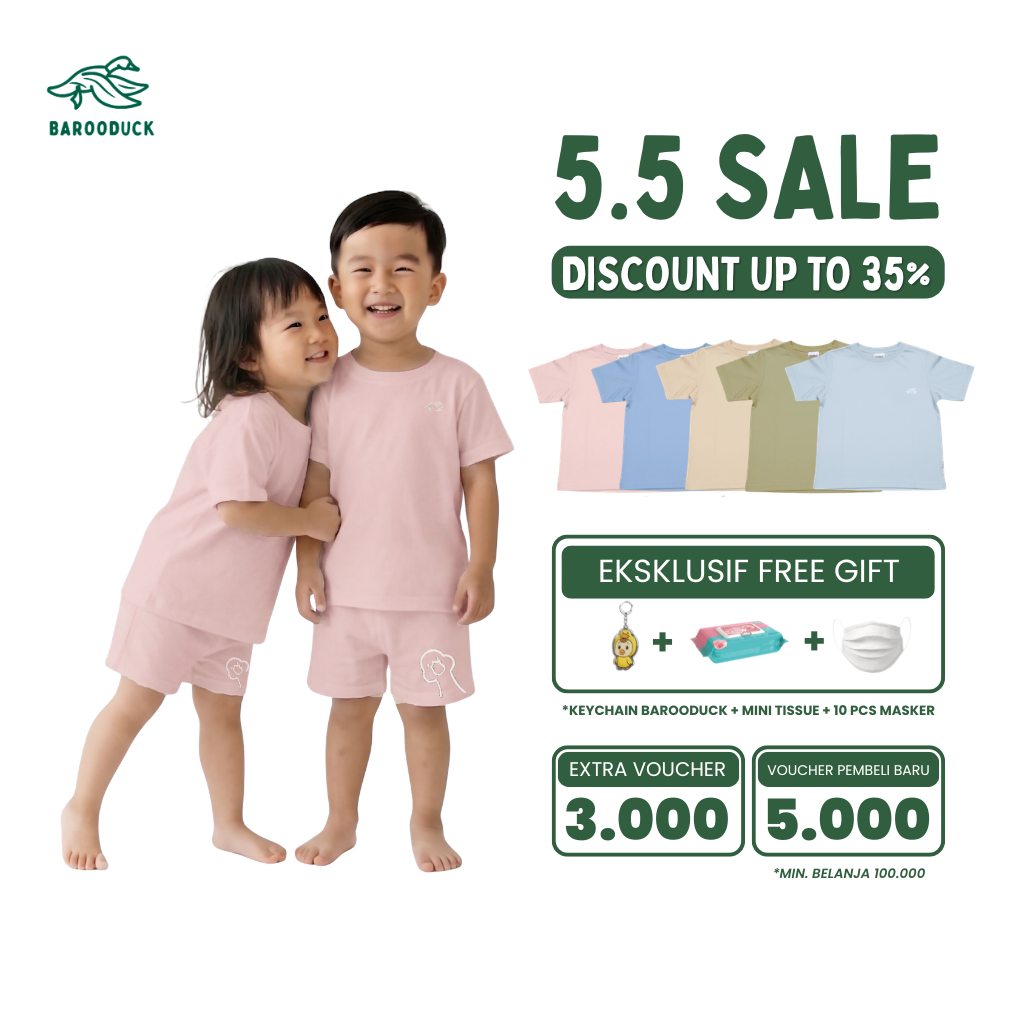 barooduck setelan baju lengan pendek cotton combed 30s anak laki laki/perempuan usia 0 5 thn warna pastel barooduck setelan baju lengan pendek cotton combed 30s anak laki laki/perempuan usia 0 5 thn warna pastel