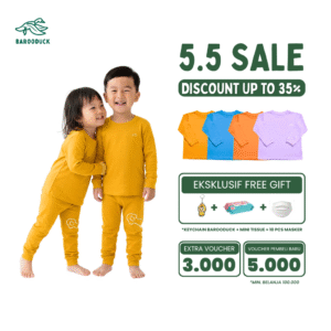 barooduck setelan baju lengan panjang cotton combed 30s anak laki laki/perempuan usia 0 5 thn warna terang