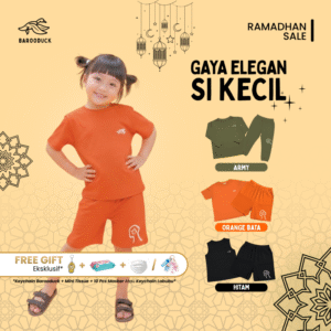barooduck setelan baju anak premium katun combed 30s pendek warna gelap
